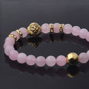 Fashion Men Natural Stone Beaded Bracelet Head Lion Charm Bead Bangle Jewelry