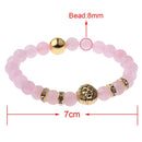 Fashion Men Natural Stone Beaded Bracelet Head Lion Charm Bead Bangle Jewelry
