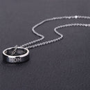 Chic Stainless Steel Ring Pendant Necklace Carved Letters Love You Mom 1 pc