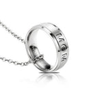 Chic Stainless Steel Ring Pendant Necklace Carved Letters Love You Mom 1 pc