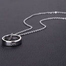 Chic Stainless Steel Ring Pendant Necklace Carved Letters Love You Mom 1 pc