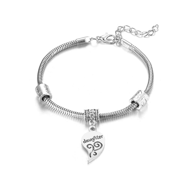 1 Set Fashion Wear Heart Shaped Mother Daughter Bracelets For Ladies