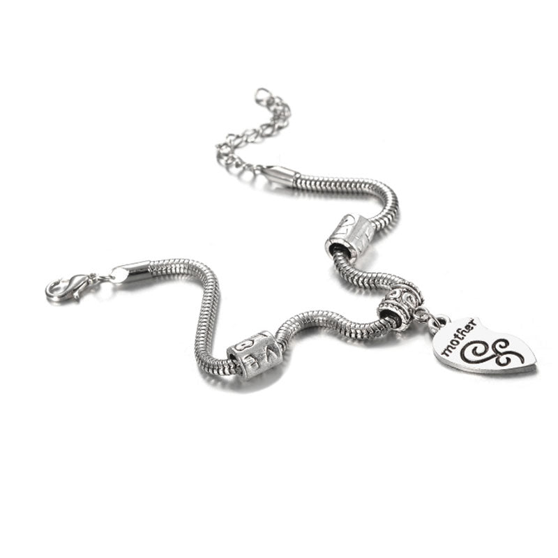 1 Set Fashion Wear Heart Shaped Mother Daughter Bracelets For Ladies