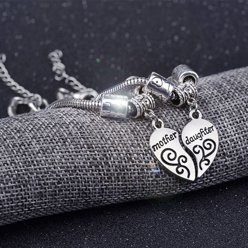 1 Set Fashion Wear Heart Shaped Mother Daughter Bracelets For Ladies