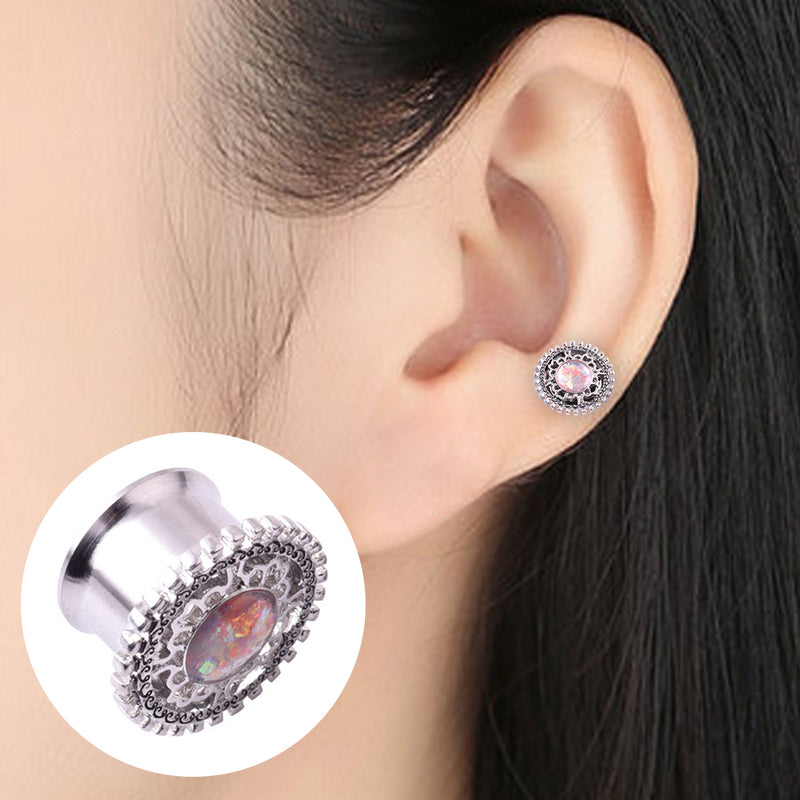 1 x Stainless Steel Speaker Ear Plugs Tunnels Earring Gauges Piercin Plating New