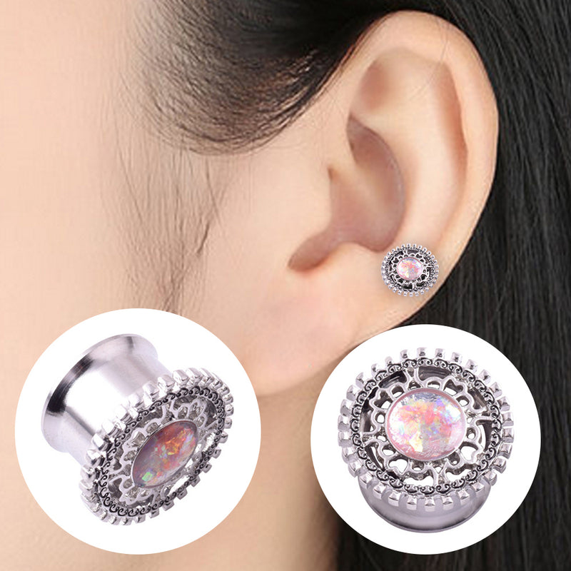 1 x Stainless Steel Speaker Ear Plugs Tunnels Earring Gauges Piercin Plating New