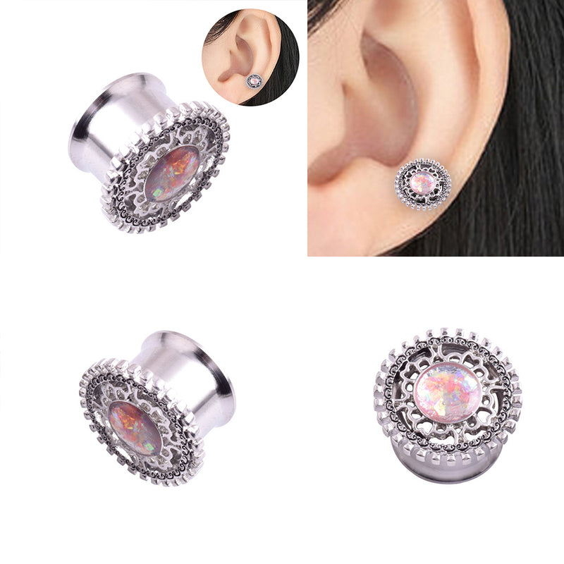 1 x Stainless Steel Speaker Ear Plugs Tunnels Earring Gauges Piercin Plating New