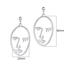 2 Pairs Fashion Face Drop Earrings Female Statement Punk Geometry Hollow Long