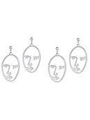2 Pairs Fashion Face Drop Earrings Female Statement Punk Geometry Hollow Long