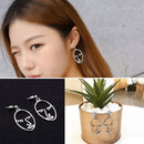 2 Pairs Fashion Face Drop Earrings Female Statement Punk Geometry Hollow Long