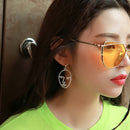 2 Pairs Fashion Face Drop Earrings Female Statement Punk Geometry Hollow Long