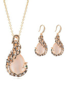 Elegant Women's Peacock Crystal Rhinestone Pendant Necklace Earrings Jewelry Set