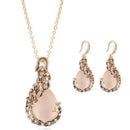 Elegant Women's Peacock Crystal Rhinestone Pendant Necklace Earrings Jewelry Set