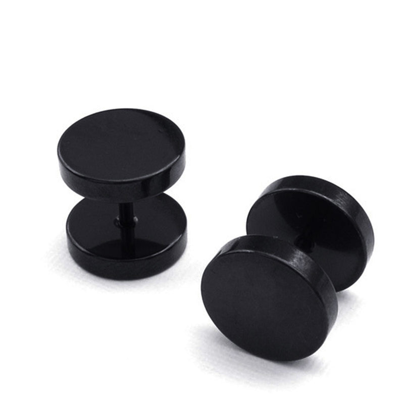 1 set Stud Earrings Unisex Black Color Stainless Steel Piercing Earring  Best