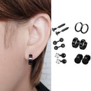 12 pcs European And American Hip Hop Jewelry Zircon Earrings Set Black