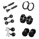 12x Stainless Steel European And American Hip Hop Zircon Ear Set Trendy Popular