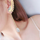 Water Drop Chain Ear Clip Ear Stud Earrings Jewelry For Women
