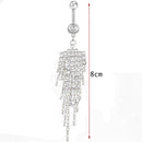 4pcs Rhinestone Belly Button Ring Dangle Navel Body Jewelry Piercing Tassel