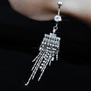 4pcs Rhinestone Belly Button Ring Dangle Navel Body Jewelry Piercing Tassel