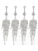 4x Crystal Tassel Dangle Belly Button Navel Ring Bar Body Piercing Jewelry Gift