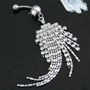 4x Crystal Tassel Dangle Belly Button Navel Ring Bar Body Piercing Jewelry Gift