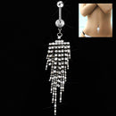 4pcs Rhinestone Belly Button Ring Dangle Navel Body Jewelry Piercing Tassel
