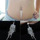 4pcs Rhinestone Belly Button Ring Dangle Navel Body Jewelry Piercing Tassel