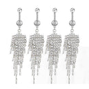 4x Crystal Tassel Dangle Belly Button Navel Ring Bar Body Piercing Jewelry Gift