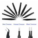 10pcs Precision Tweezers Set for Watch Phone Electronic Repair Eyebrow Plucking