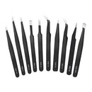 10pcs Precision Tweezers Set for Watch Phone Electronic Repair Eyebrow Plucking