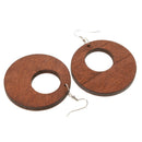 Women Fashion Hook Earring Wooden Round Drop Dangle Earrings Jewelry