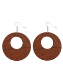 Women Fashion Hook Earring Wooden Round Drop Dangle Earrings Jewelry