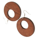 Women Fashion Hook Earring Wooden Round Drop Dangle Earrings Jewelry