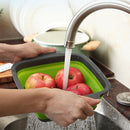 5 Sets Square Foldable Drain Basket Set Kitchen Silicone Fruit Vegetables Retractable Filter, Specification: Small + Large(Green)