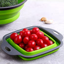 5 Sets Square Foldable Drain Basket Set Kitchen Silicone Fruit Vegetables Retractable Filter, Specification: Small + Large(Blue)
