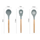 13 in 1 Silicone Wood Handle Heat-resistant Cooking Cutlery Sets Kitchen Tools with Large Container