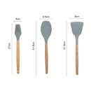 13 in 1 Silicone Wood Handle Heat-resistant Cooking Cutlery Sets Kitchen Tools with Large Container