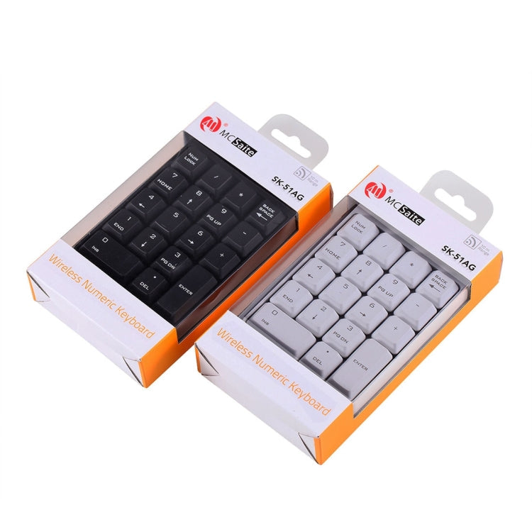 SK-51AG 2 in 1 2.4G USB Numeric Wireless Keyboard & Mini Calculator Laptop Desktop PC(White)