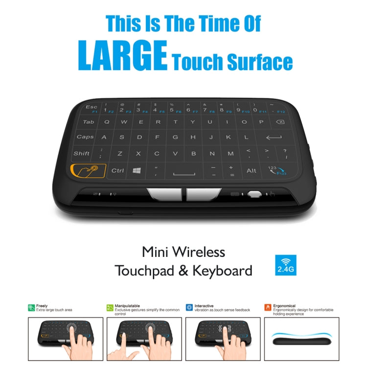 H18 2.4GHz Mini Wireless Air Mouse QWERTY Keyboard with Touchpad / Vibration for PC, TV(Black)