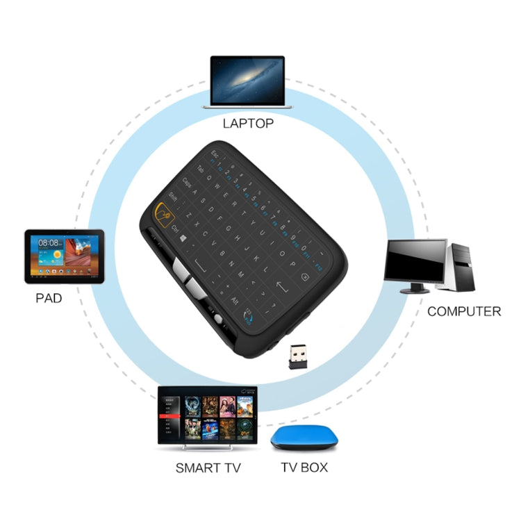 H18 2.4GHz Mini Wireless Air Mouse QWERTY Keyboard with Touchpad / Vibration for PC, TV(Black)
