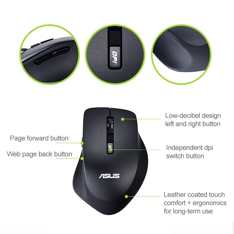 ASUS WT425 Wireless 1600DPI Adjustable Optical Mute Mouse(Black)