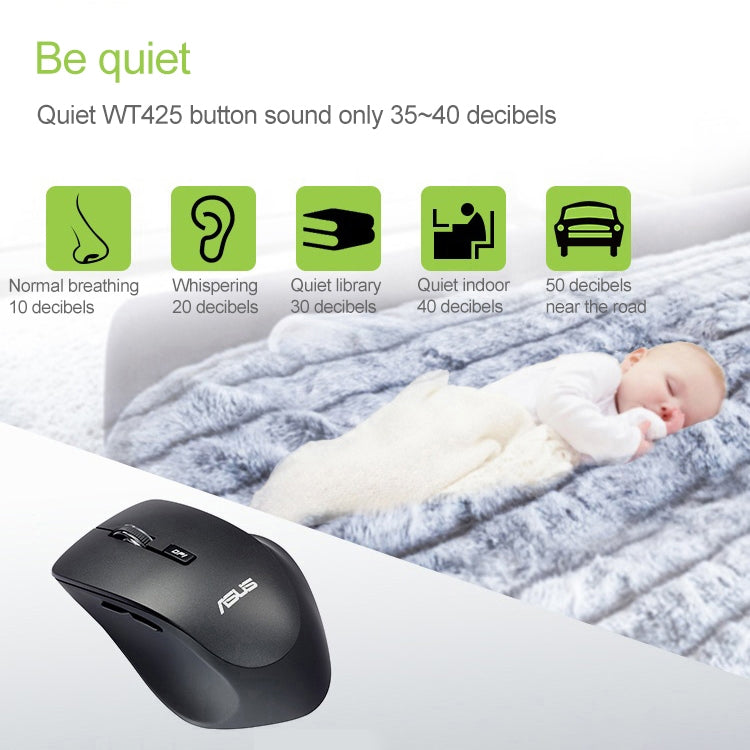 ASUS WT425 Wireless 1600DPI Adjustable Optical Mute Mouse(Black)