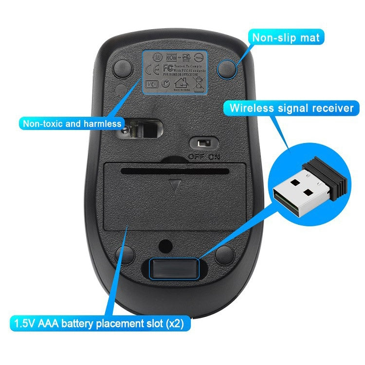 Rocketek W03 2.4GHz Wireless 1600DPI Optical Mouse