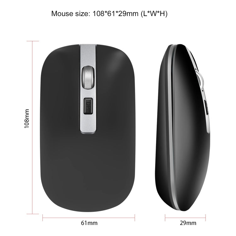 HXSJ M30 Rechargeable Wireless Mouse Metal Wheel Mute 2.4G Office Mouse 500 mAh Built-in Battery(Grey)