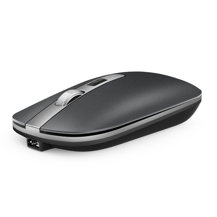 HXSJ M30 Rechargeable Wireless Mouse Metal Wheel Mute 2.4G Office Mouse 500 mAh Built-in Battery(Grey)