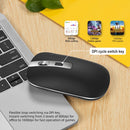 HXSJ M30 Rechargeable Wireless Mouse Metal Wheel Mute 2.4G Office Mouse 500 mAh Built-in Battery(Grey)