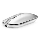HXSJ M30 Rechargeable Wireless Mouse Metal Wheel Mute 2.4G Office Mouse 500 mAh Built-in Battery(Silver)