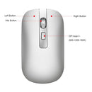 HXSJ M30 Rechargeable Wireless Mouse Metal Wheel Mute 2.4G Office Mouse 500 mAh Built-in Battery(Silver)