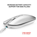 HXSJ M30 Rechargeable Wireless Mouse Metal Wheel Mute 2.4G Office Mouse 500 mAh Built-in Battery(Silver)