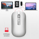 HXSJ M30 Rechargeable Wireless Mouse Metal Wheel Mute 2.4G Office Mouse 500 mAh Built-in Battery(Silver)